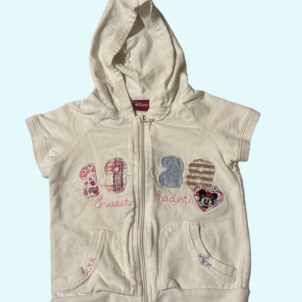 Disney short sleeve hoodie, white. Sz 4T